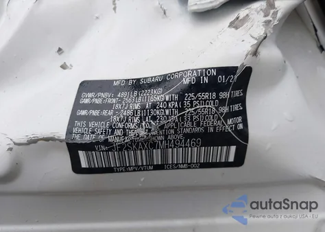 2021 Subaru Forester Touring z USA, uszkodzony, nr VIN JF2SKAXC7MH494469